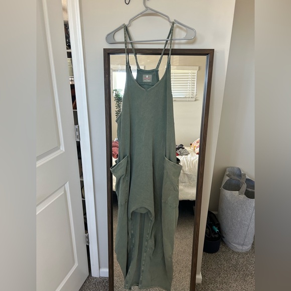 Free People Hot Shot Onesie - Olive Green Jumpsuit - Picture 3 of 4